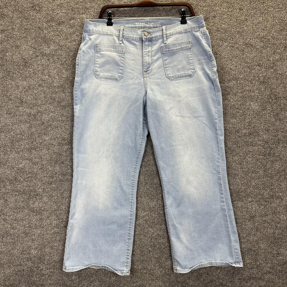 Old Navy Denim - Old Navy Jeans Womens 16 Regular Light Wash Flare Crop Mid Rise Stretch Denim